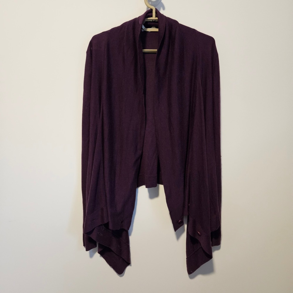 Cashmere Silk Blend Open Front Cardigan Small Purple Drape Sweater Whimsigoth